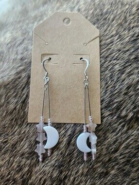 Strawberry Quartz Moon & Stars Dangles 💫 Handmade